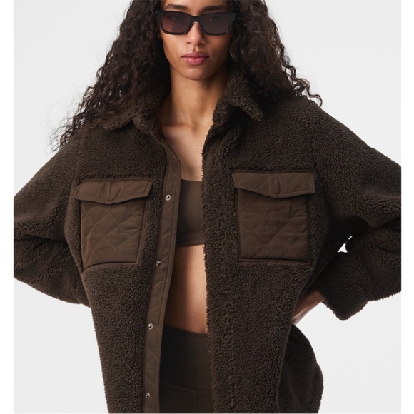 NWOT Alo Sherpa Edge Shacket. Color Espresso. Size XS - Picture 1 of 4